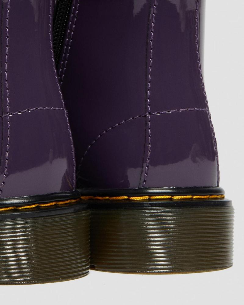 Kids' Dr Martens Junior 1460 Patent Leather Lace Up Boots Purple | AU 686EBC